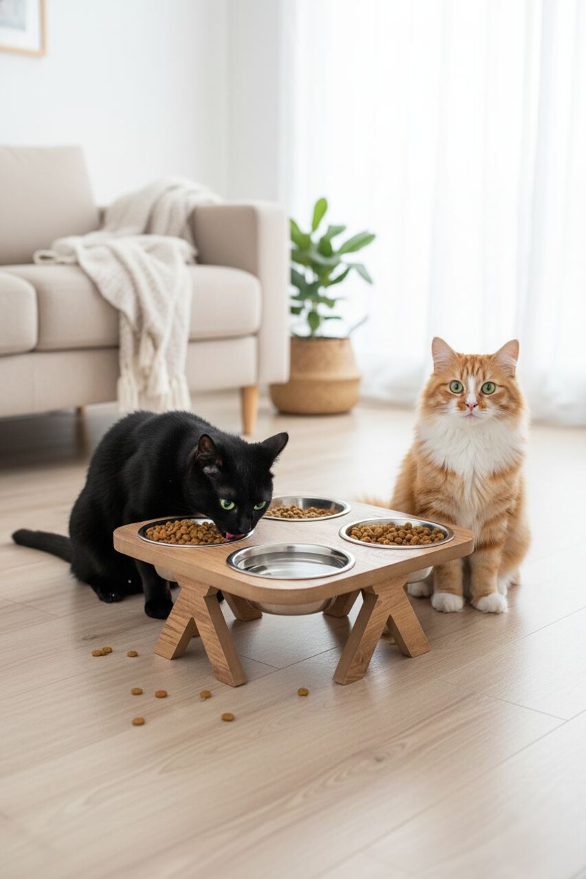 Bol pentru hrana animale de companie, Paws &amp; Whiskers, Apvm15, MDF , Multicolor - imagine 7